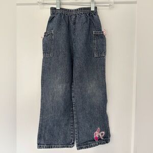 Vintage Y2K Disney Winnie The Pooh Piglet Cargo Denim Wide Leg Jean Pant 5T